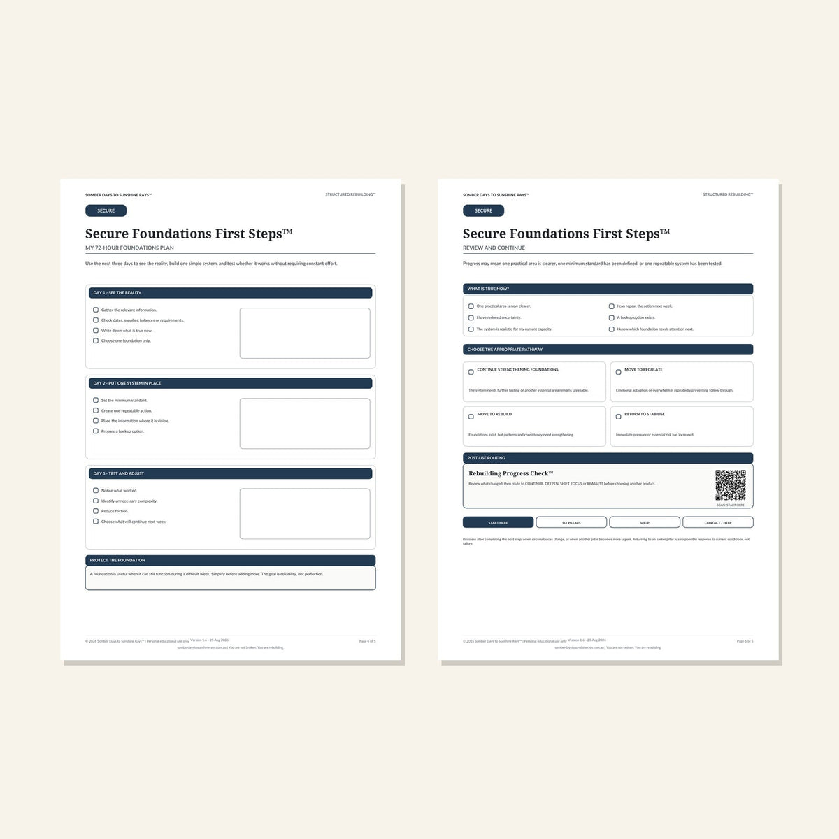 Secure Foundations First Steps™ plan and progress pages 4 and 5 preview
