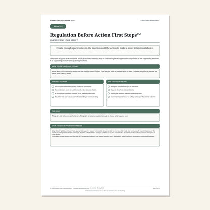 Regulation Before Action First Steps™ product cover preview