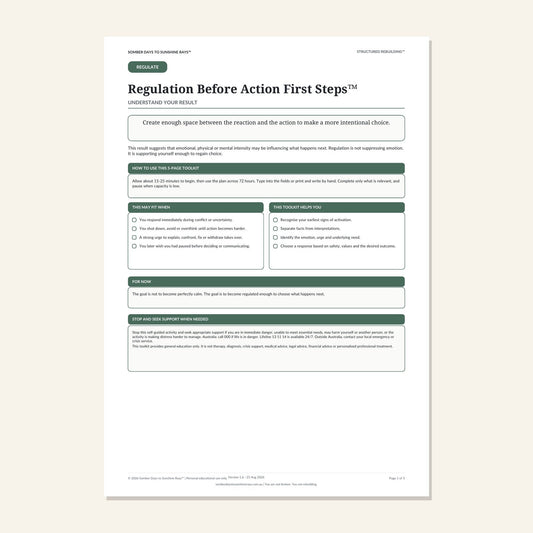 Regulation Before Action First Steps™ product cover preview