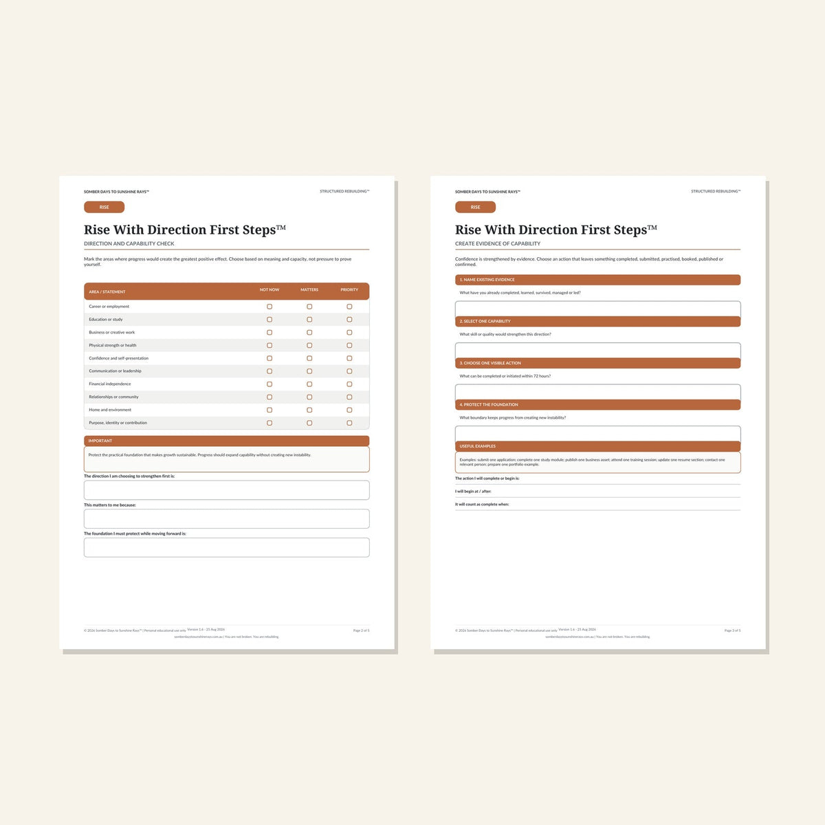 Rise With Direction First Steps™ inside pages 2 and 3 preview