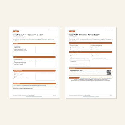 Rise With Direction First Steps™ plan and progress pages 4 and 5 preview