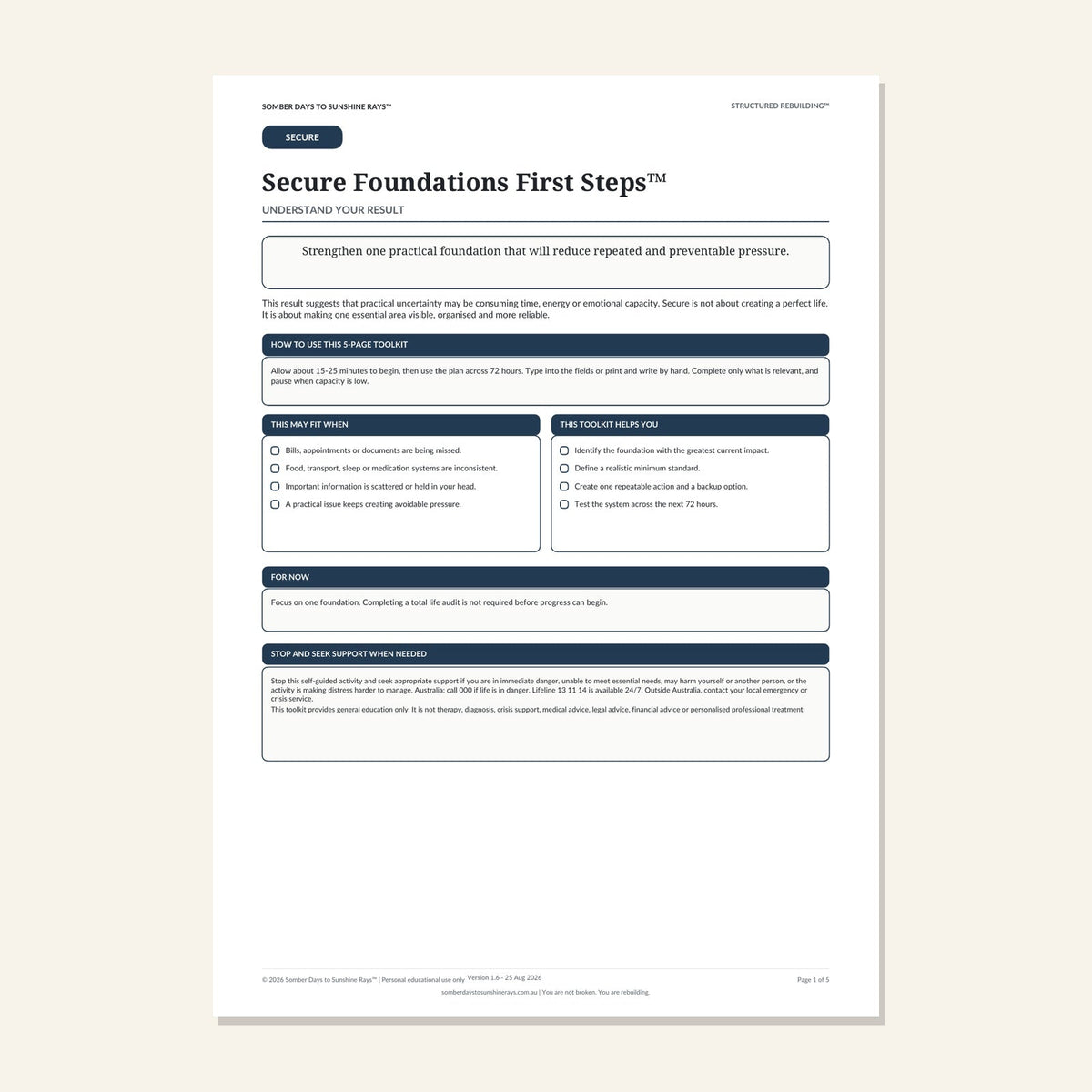 Secure Foundations First Steps™ product cover preview