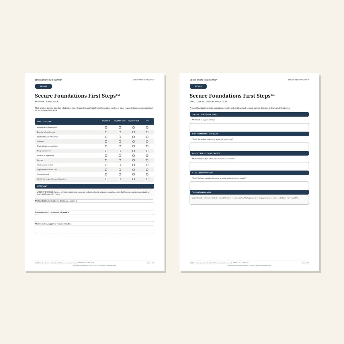 Secure Foundations First Steps™ inside pages 2 and 3 preview